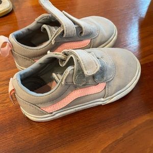 Toddler girl vans sneakers, grey / pink, size 8
